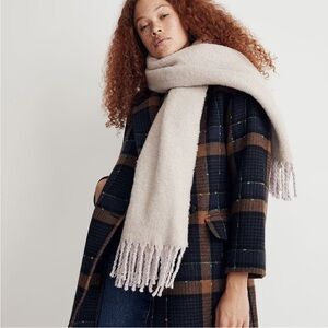 Madewell NWT (Re)sourced Oversized Scarf Soft Fringe Cream Alabaster